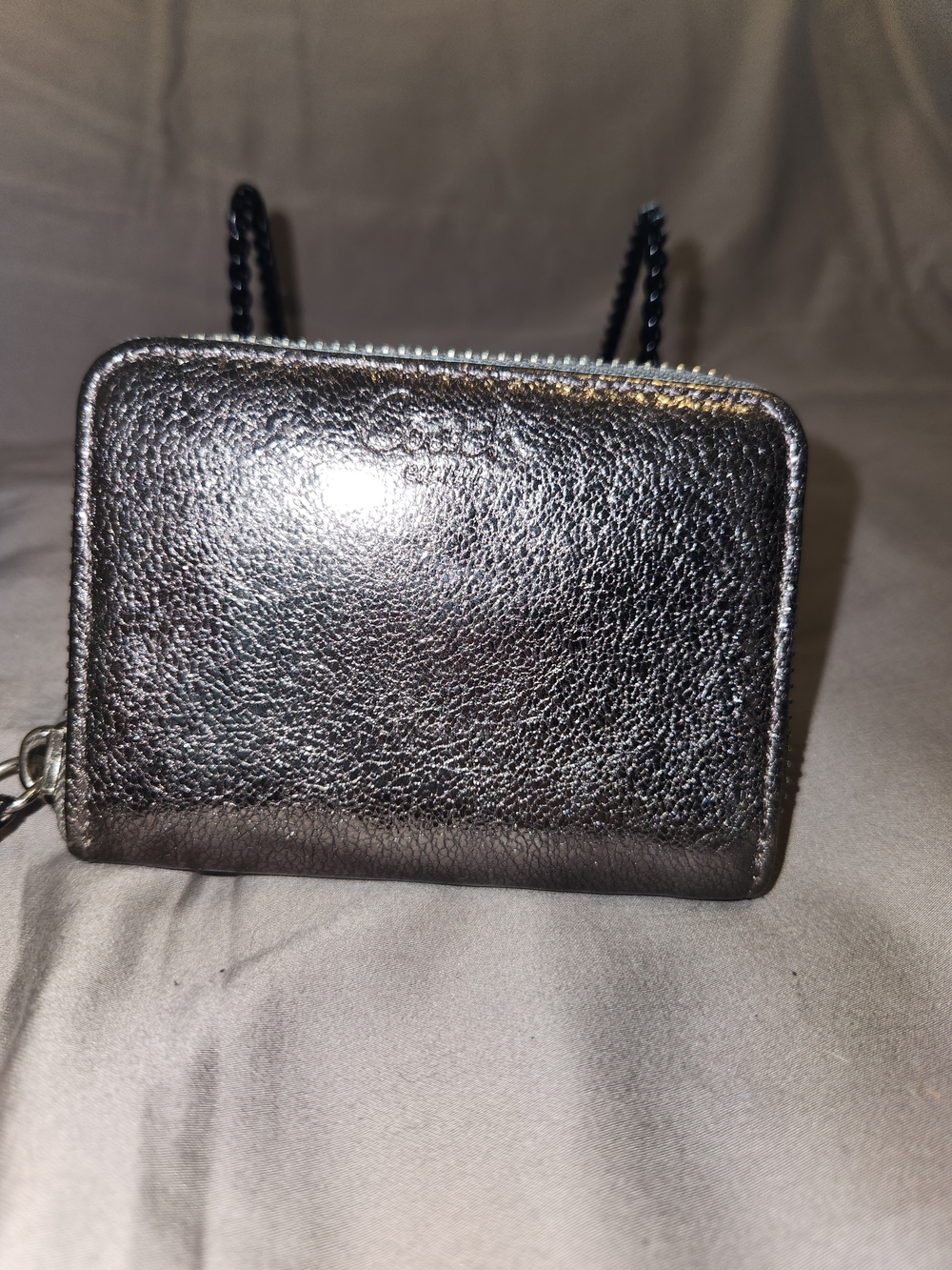 Coach Metallic Silver Card Wallet